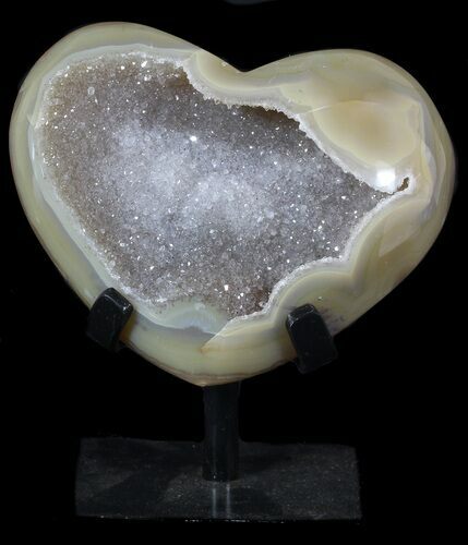 Polished, Agate Heart Filled with Druzy Quartz - Uruguay #62826